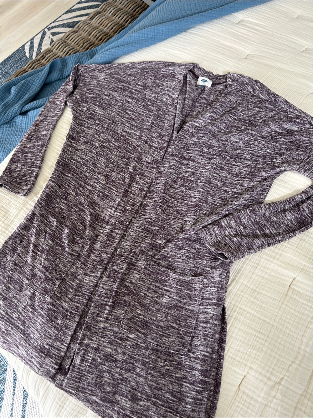 Old Navy Plum Marled Open-Front Cardigan